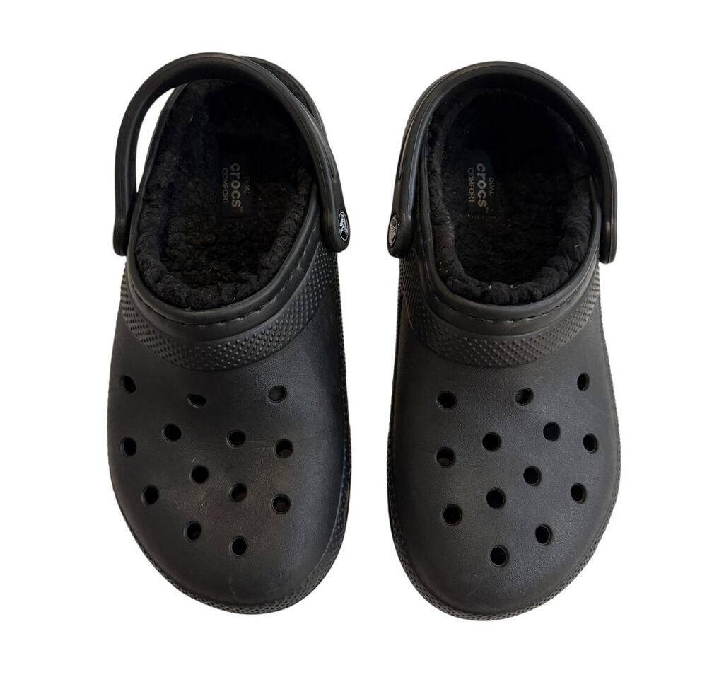 Crocs Classic Dual Comfort Black Fleece Lined Clogs Mens 6 Womens 8